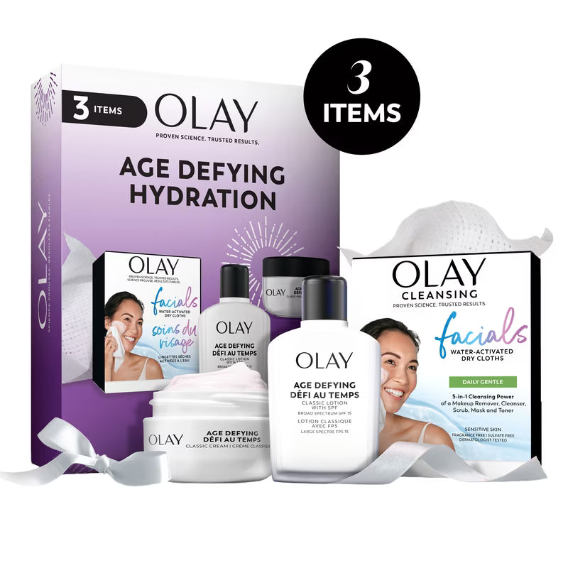 Set de Regalo Olay Age Defying Hydration – Rutina Antiedad e Hidratación Profunda (3 Piezas)