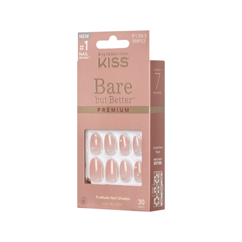 Uñas Postizas Bare But Better Almendra Cortas Slay 30 uds Kiss
