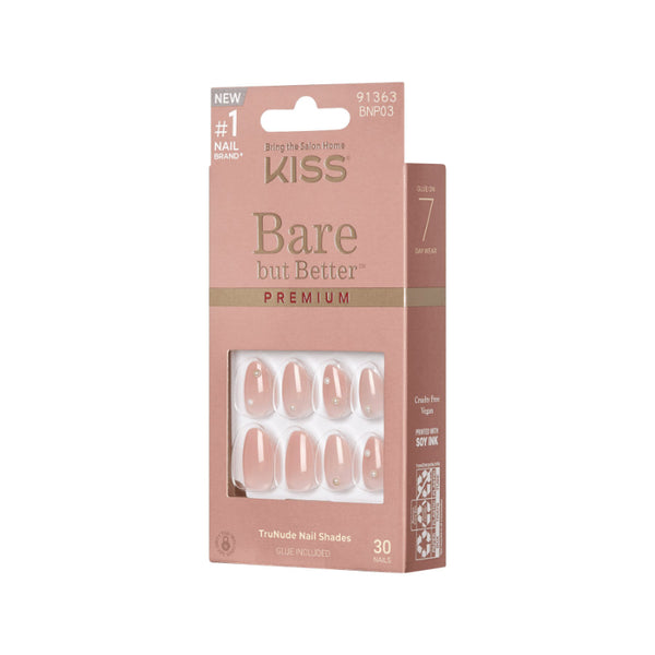 Uñas Postizas Bare But Better Almendra Cortas Slay 30 uds Kiss