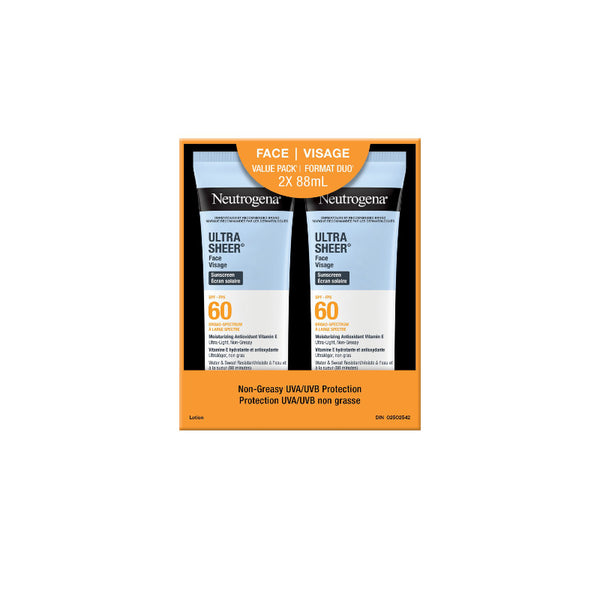 Protector Solar Facial Ultra Sheer SPF 60 2 x 88 ml Neutrogena