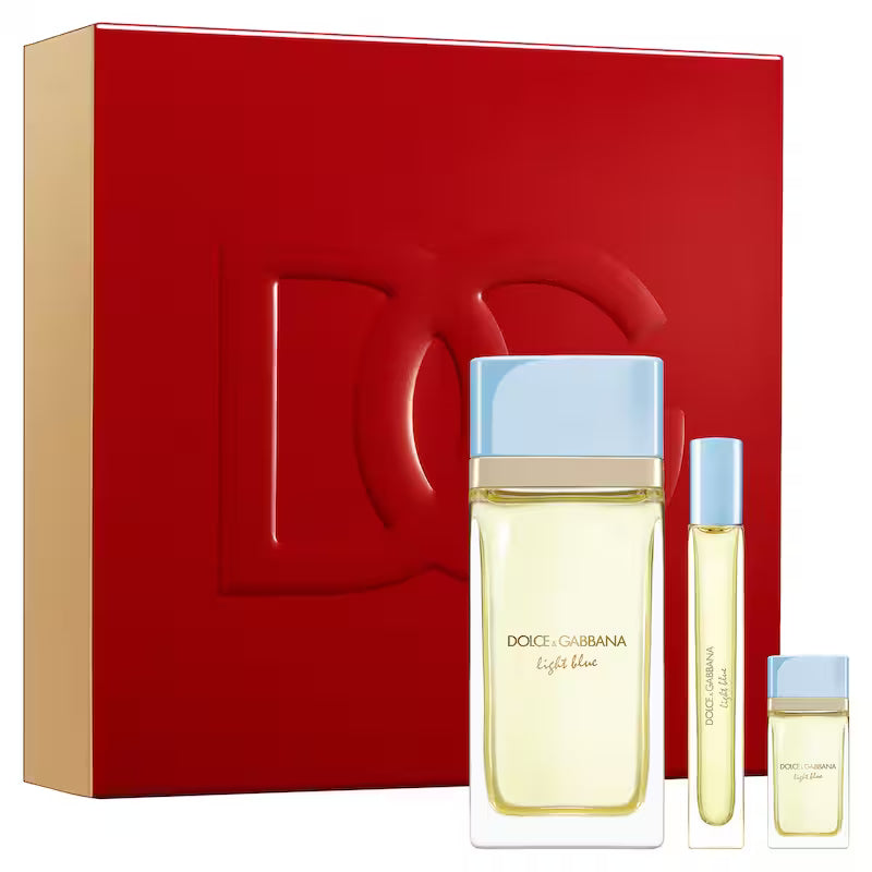 Set de Regalo Dolce & Gabbana Light Blue Eau de Parfum – Trío Edición Exclusiva (Perfume + Formatos de Viaje)