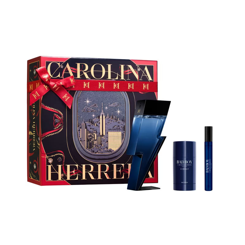 Set Carolina Herrera Bad Boy Cobalt Eau de Parfum (Perfume 100ml + Formato Viaje 10ml + Desodorante en Barra)