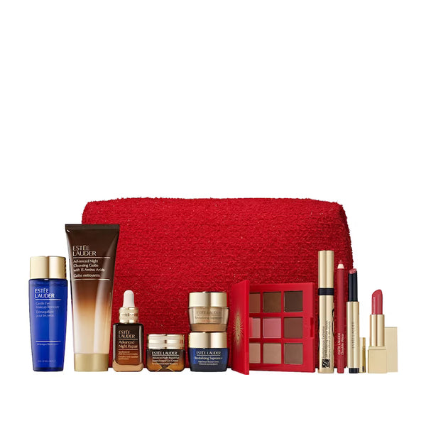Set Estée Lauder Holiday Blockbuster – Maletín de Lujo con 9 Productos Tamaño Completo (Incluye Suero Advanced Night Repair)