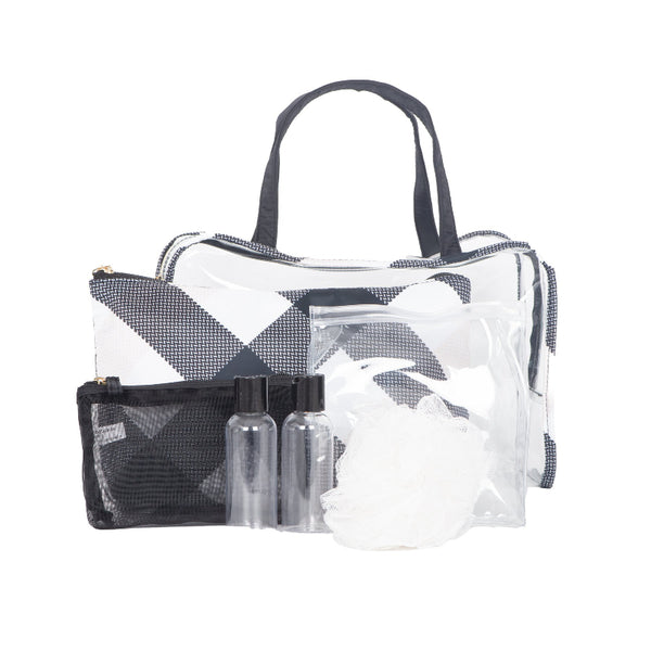 Set de Neceseres Transparente Negro y Gris 7 Piezas Conair