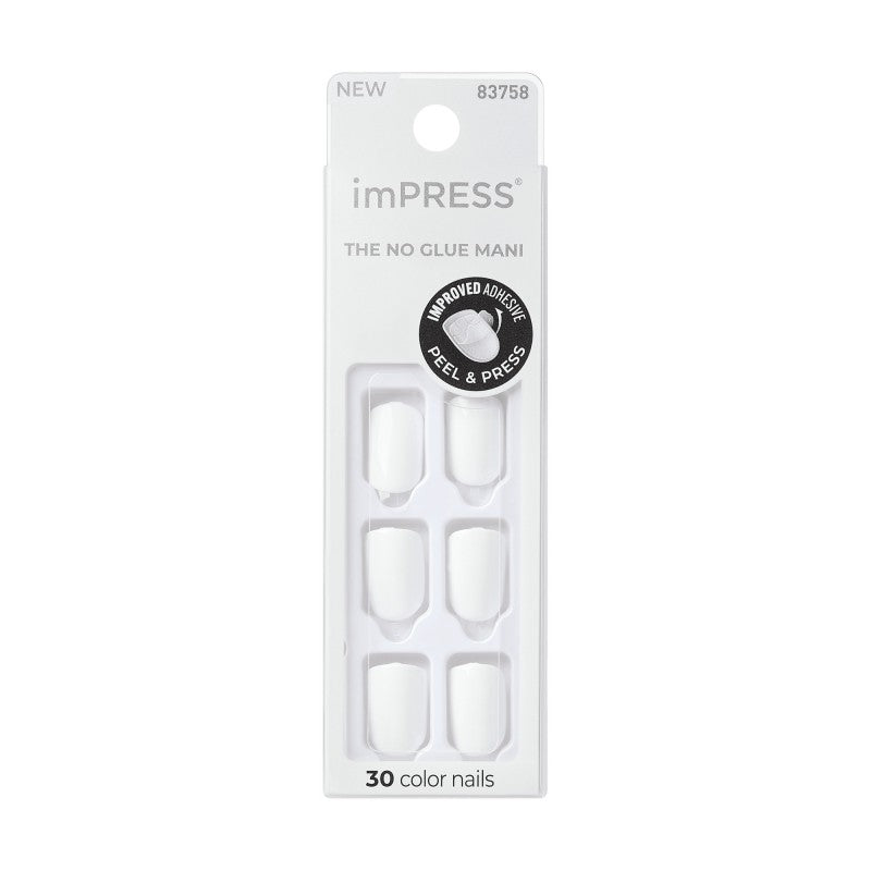 Uñas Postizas ImPRESS Cuadradas Cortas Frosting 30 uds Kiss