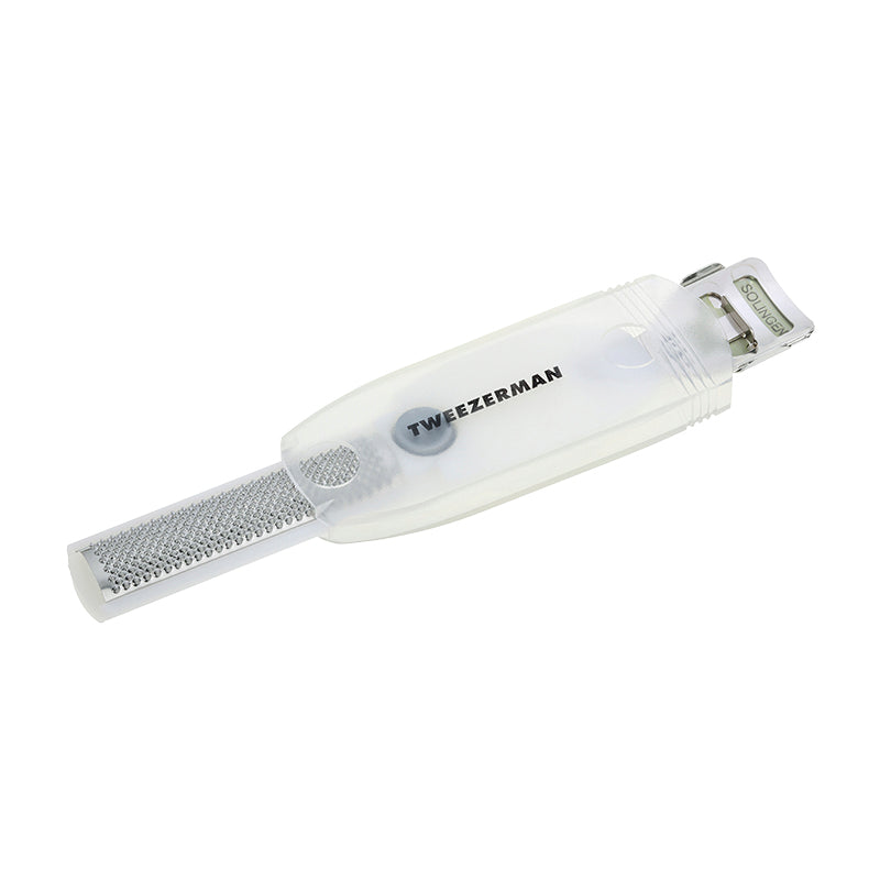 Cortacallos con Lima Safety Slide Blanco y Plata Tweezerman