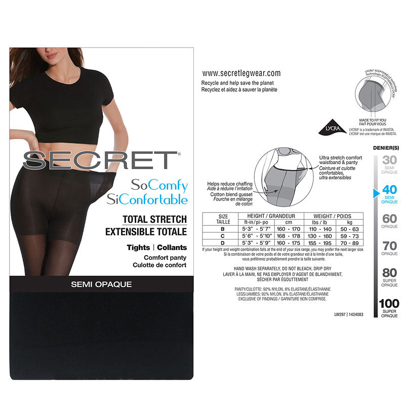 So Comfy Tights 40D - Black Secret Hosiery