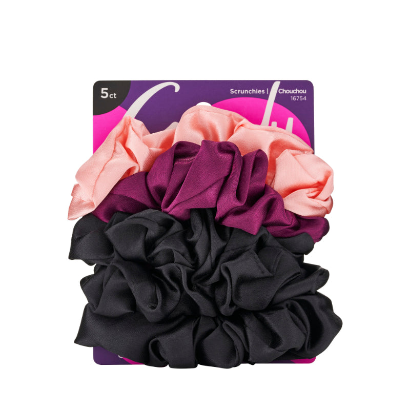 Ouchless Satin Scrunchies - 5's - Black Goody