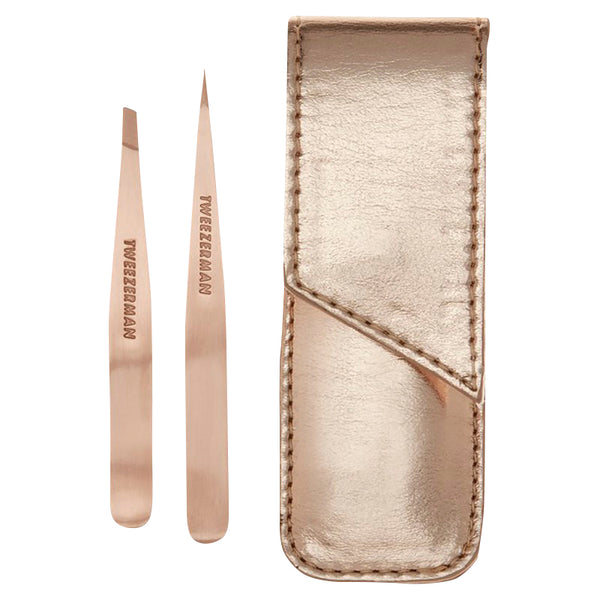 Set de Pinzas de Acero Inoxidable Oro Rosado Tweezerman