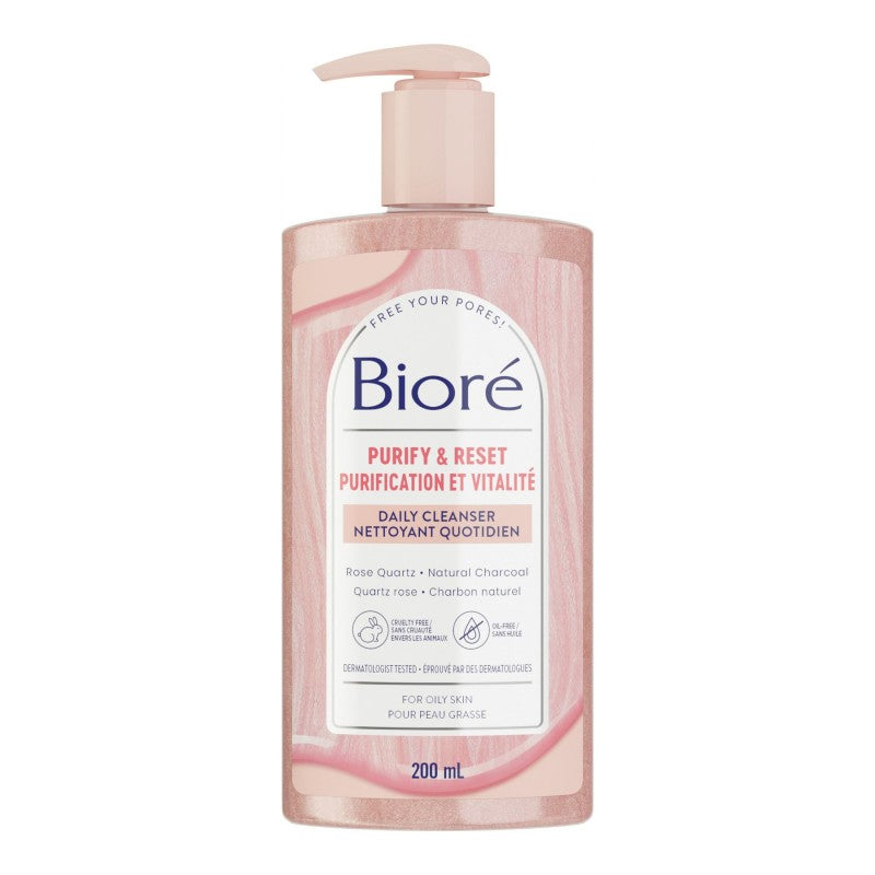 Limpiador Facial Cuarzo Rosa y Carbón Activado 200 ml Bioré