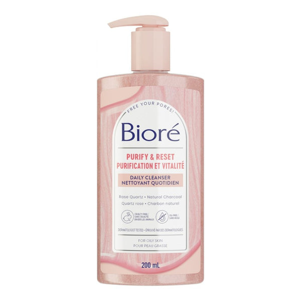 Limpiador Facial Cuarzo Rosa y Carbón Activado 200 ml Bioré
