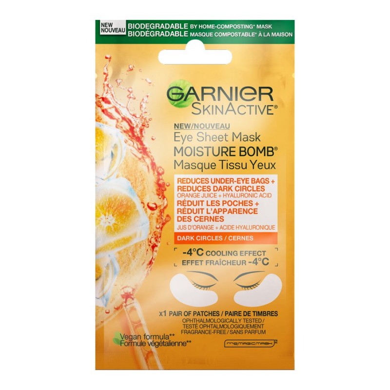 Mascarilla Facial en Lámina para Ojos SkinActive Moisture Bomb 6 ml Garnier