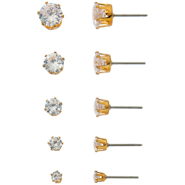 Set de Aros Circonita Dorado 5 Pares PRIMAVERA JEWELLERY
