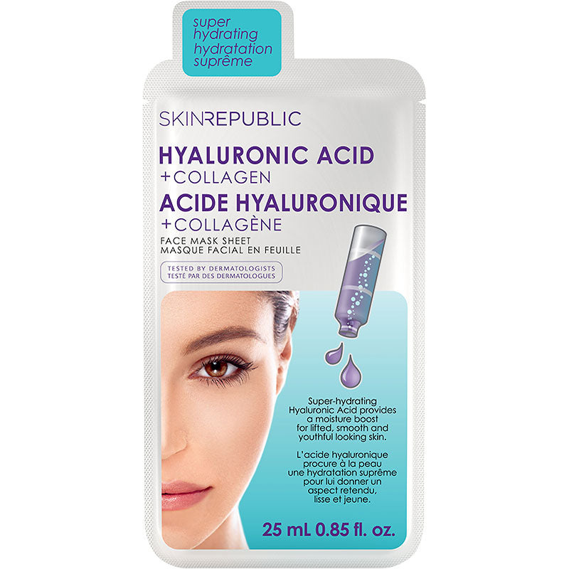 Mascarilla Facial en Lámina Ácido Hialurónico + Colágeno Skin Republic