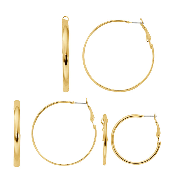 Aros Argolla Trío de Tamaños Tono Dorado PRIMAVERA JEWELLERY