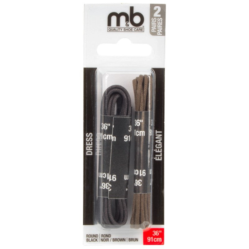 Cordones de Vestir Negro/Café 36 pulg 2 pares MONEYSWORTH AND BEST