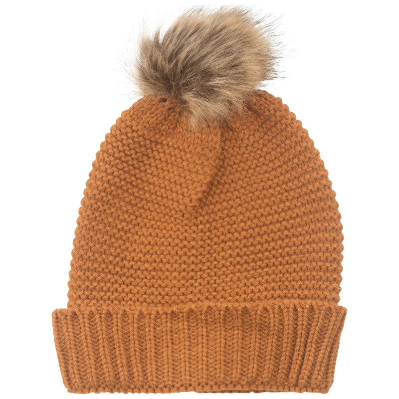 Gorro con Pompón para Mujer Color Topo DI FIRENZE