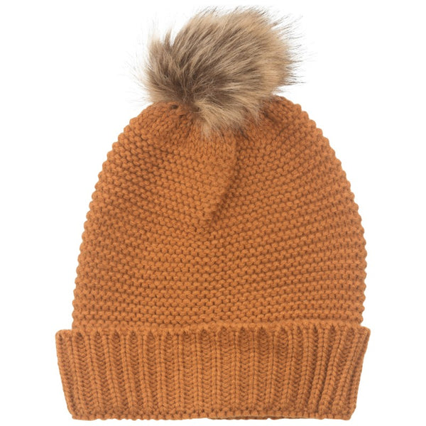 Gorro con Pompón para Mujer Color Topo DI FIRENZE