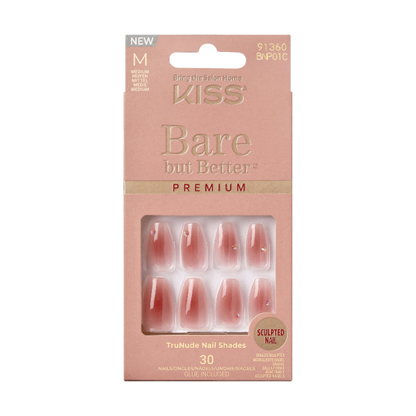 Uñas Postizas Bare But Better Medianas Brillo 30 uds Kiss