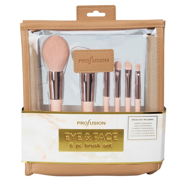 Set 6 Brochas de Ojos y Rostro con Estuche PROFUSION COSMETICS