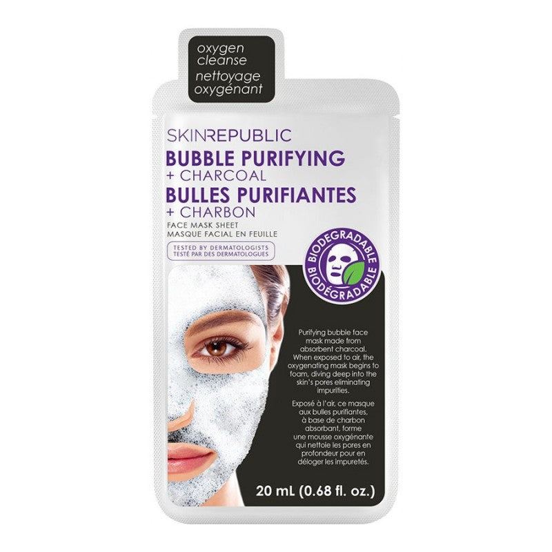 Mascarilla Facial Bubble Purificante + Carbón 20 ml Skin Republic