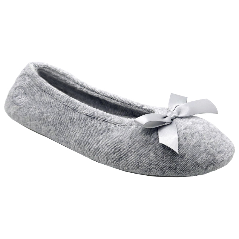 Pantuflas Ballerina de Toalla Talla M Gris Jaspeado ISOTONER