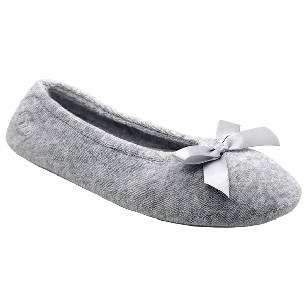 Pantuflas Ballerina de Toalla Talla M Gris Jaspeado ISOTONER