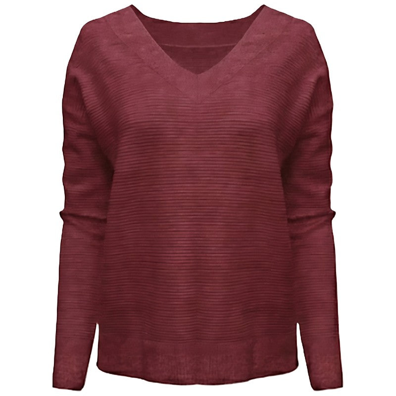 Sudadera Cuello en V Tejido Ottoman Burdeos GUILTY