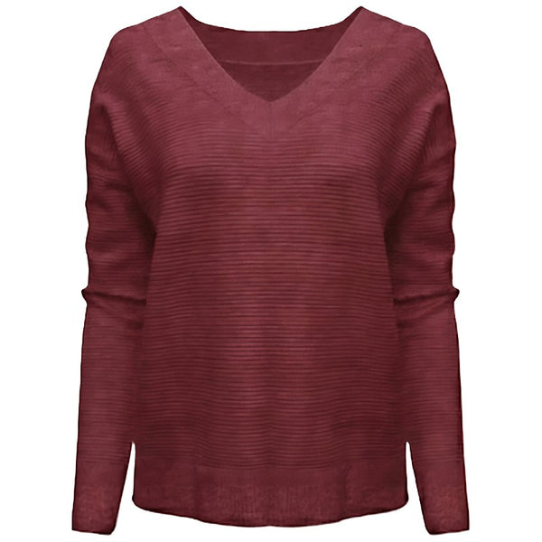 Sudadera Cuello en V Tejido Ottoman Burdeos GUILTY