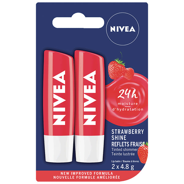 Bálsamo Labial con Color Frutilla 2 x 4,8 g Nivea