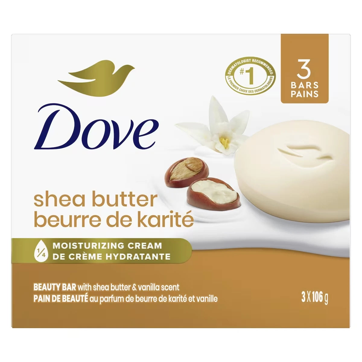 Barra de Jabón Manteca de Karité y Vainilla 106 g Dove