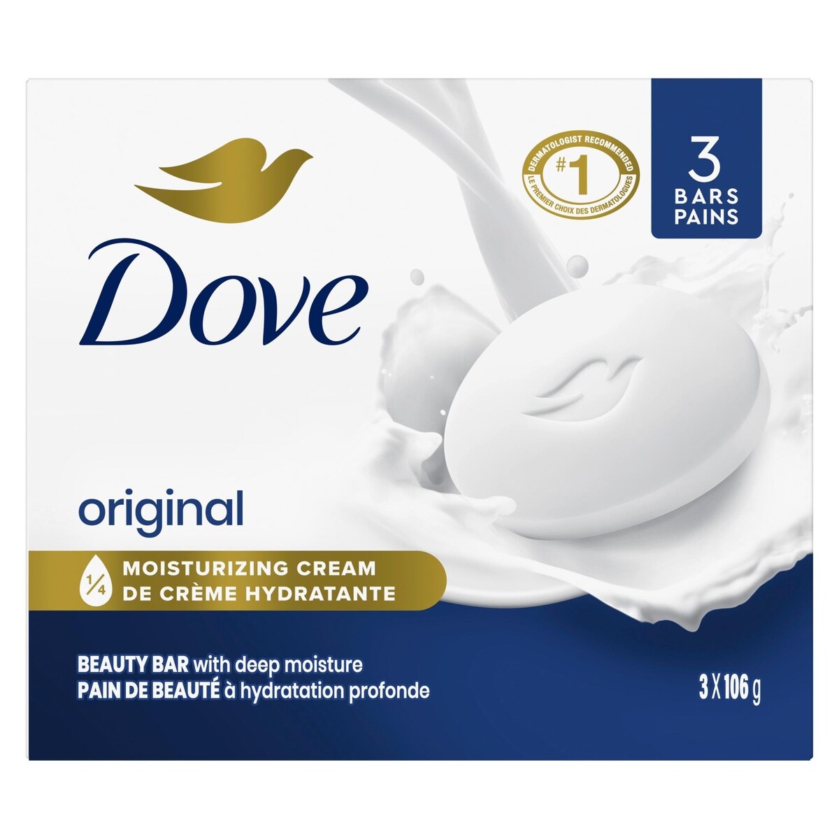 Barra de Jabón Blanca Hipoalergénica 3 x 106 g Dove