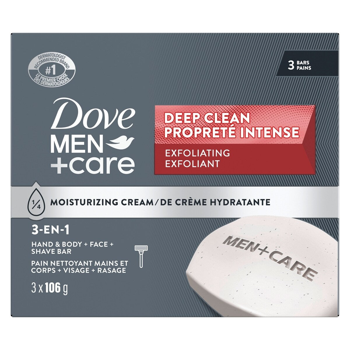 Barra de Jabón Cuerpo y Rostro Men+Care Limpieza Profunda 106 g Dove