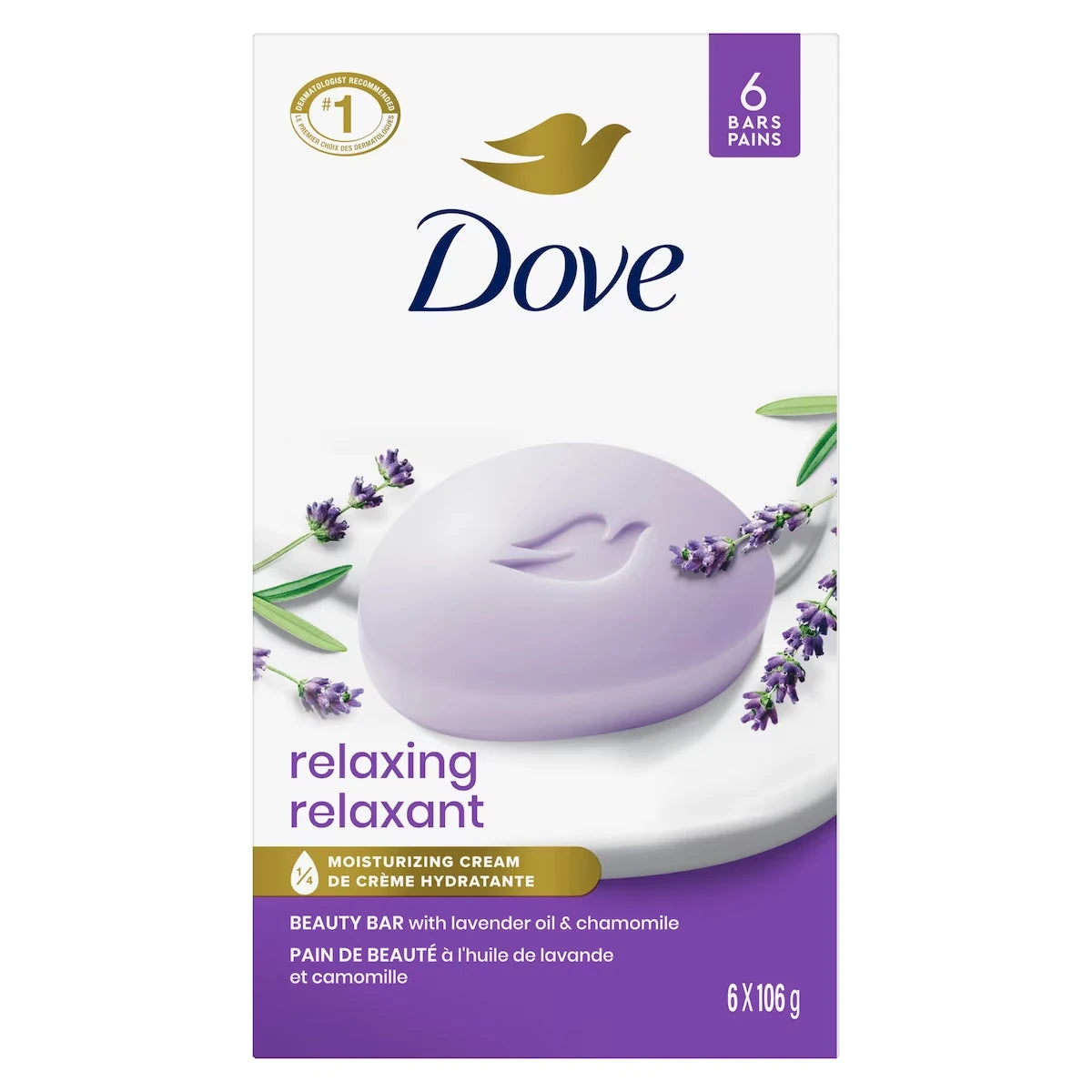 Barra de Jabón Lavanda Relajante 6 Unidades 106 g Dove