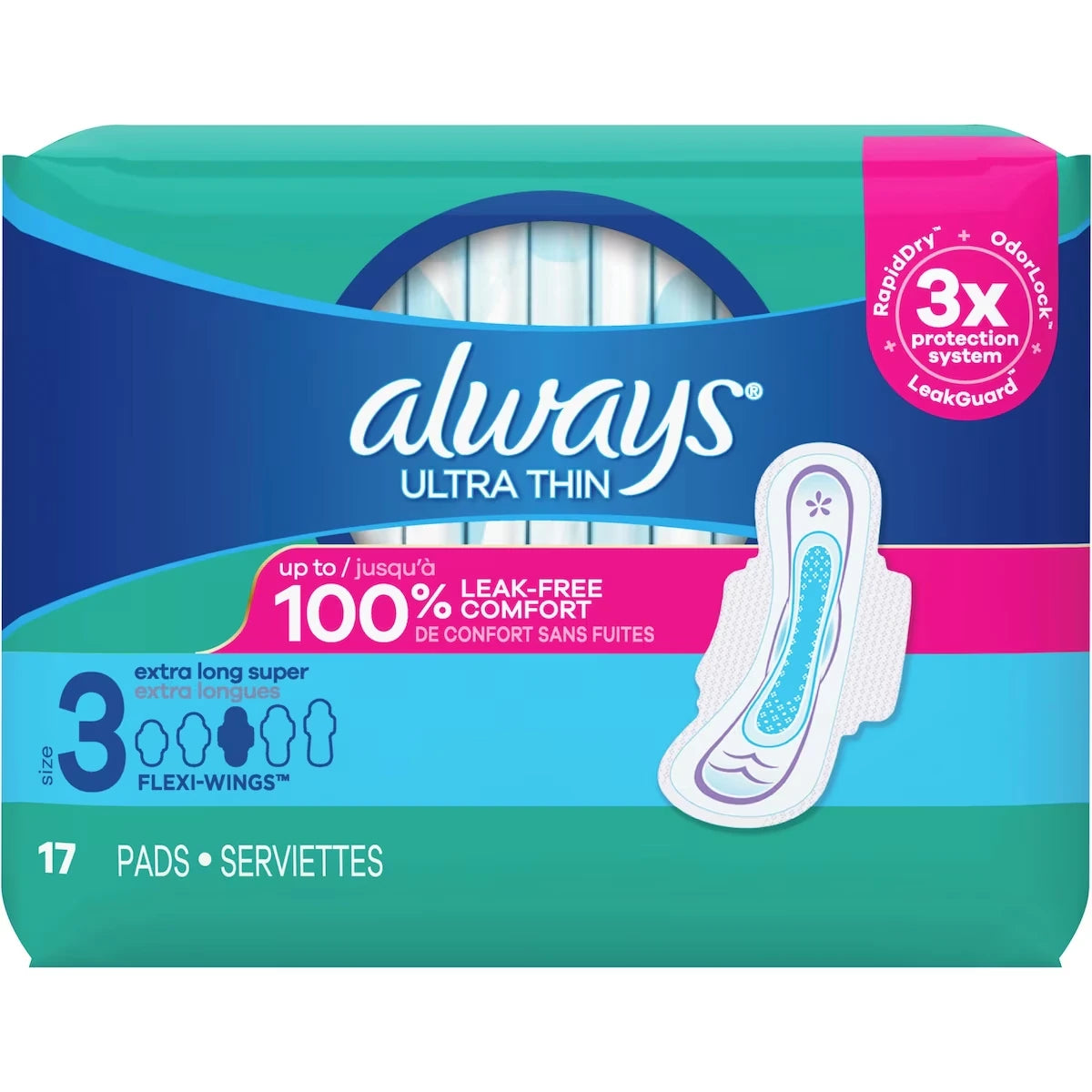 Toallas Higiénicas Ultrafinas Super Extra Largas con Alas Always