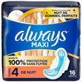 Toallas Higiénicas Maxi Nocturnas con Alas Talla 4 sin Perfume Always