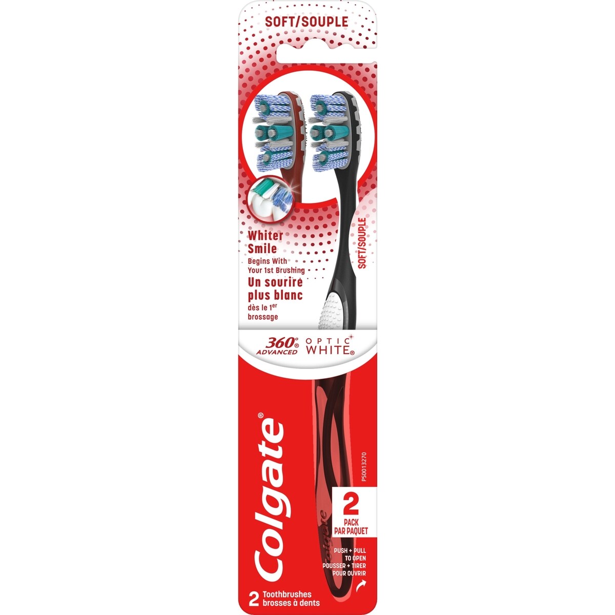 Cepillos de Dientes Suaves 360 Optic White 2 unidades Colgate