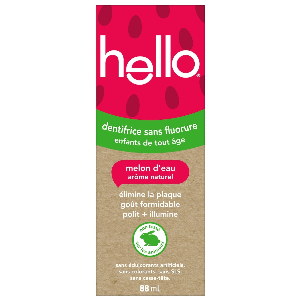 Pasta Dental sin Flúor para Niños de Toda Edad Melón 88 ml Hello