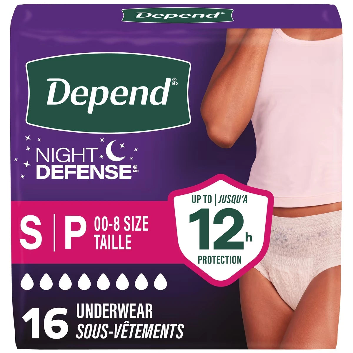 Ropa Interior Incontinencia Night Defense Talla P Depend
