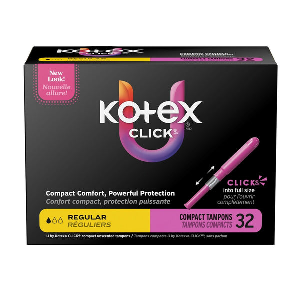 Tampones Compactos Click Absorción Regular 32 un Kotex
