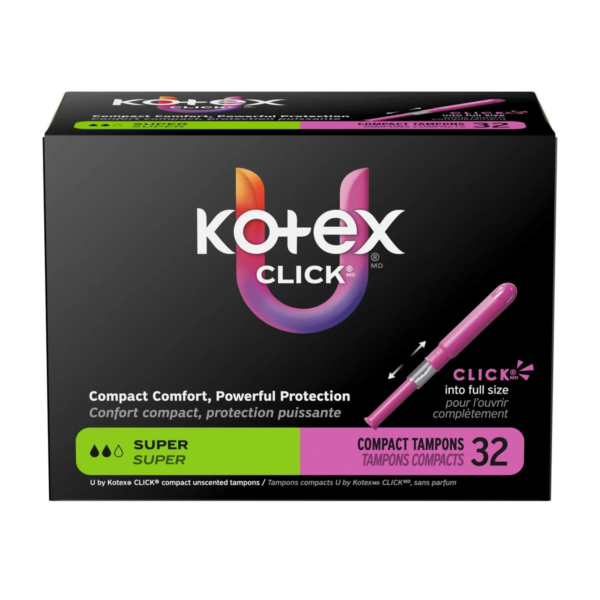 Tampones Compactos Click Absorción Super 32 un. Kotex