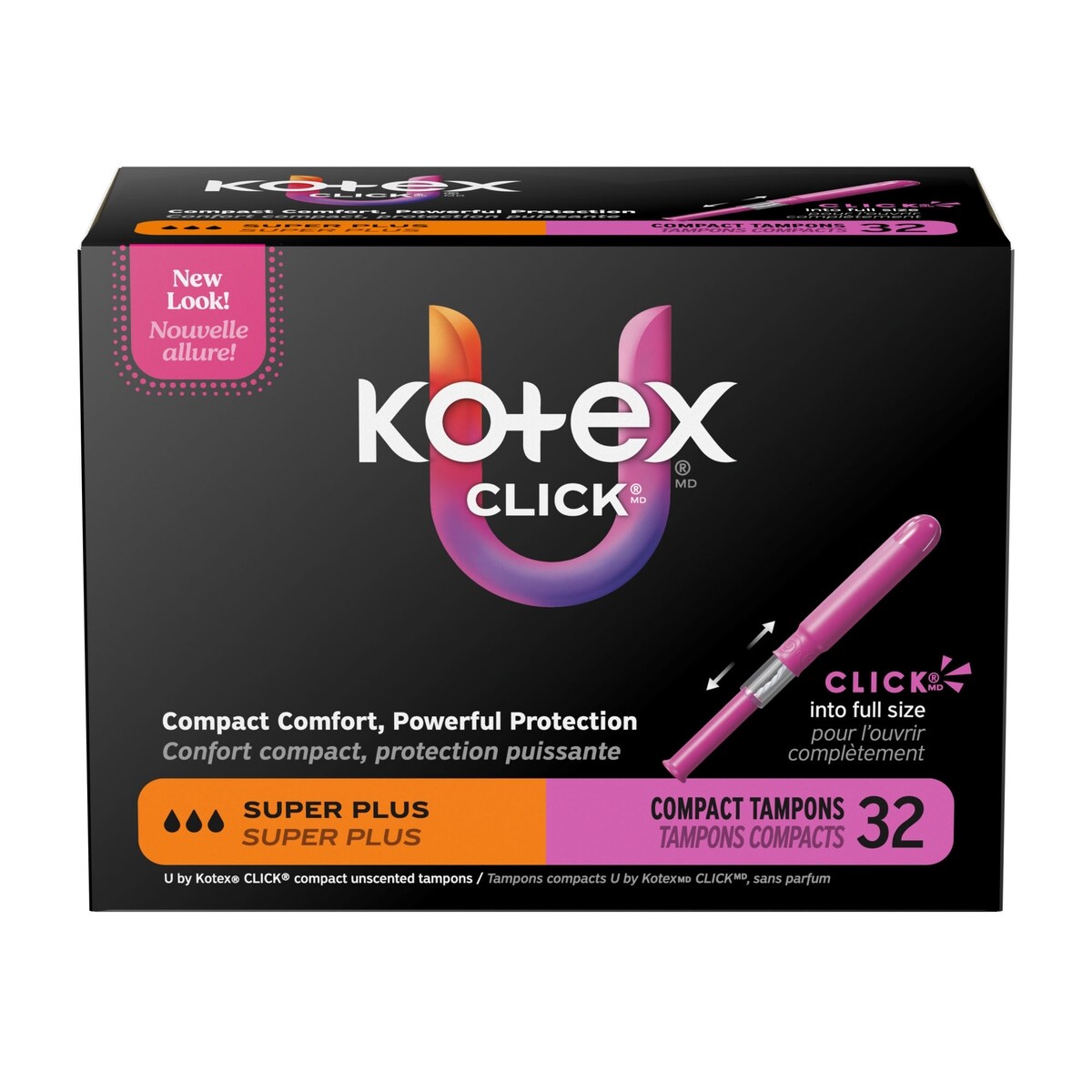 Tampones Compactos Click Absorción Super Plus 32 un. Kotex
