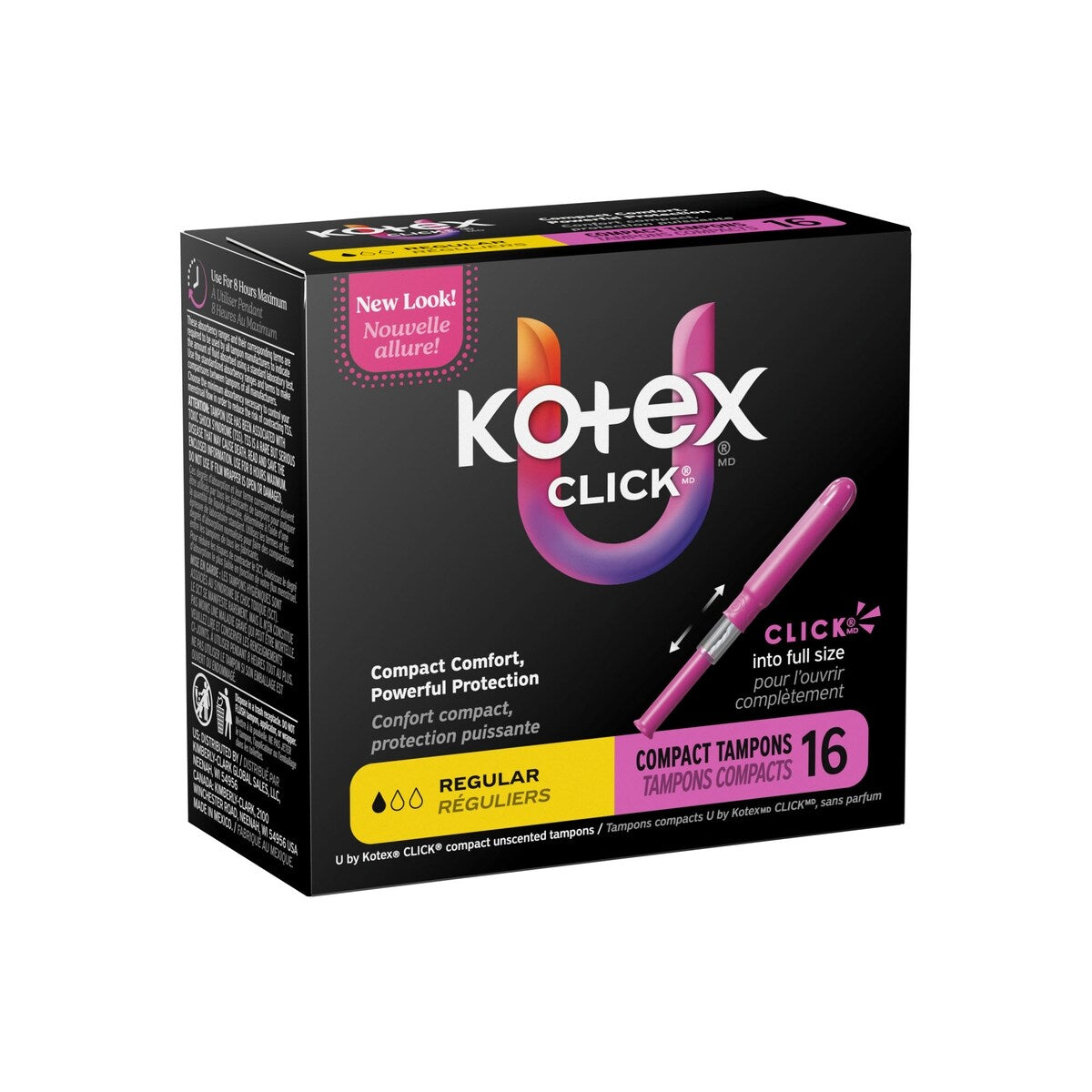 Tampones Compactos Click Absorción Regular 16 un Kotex