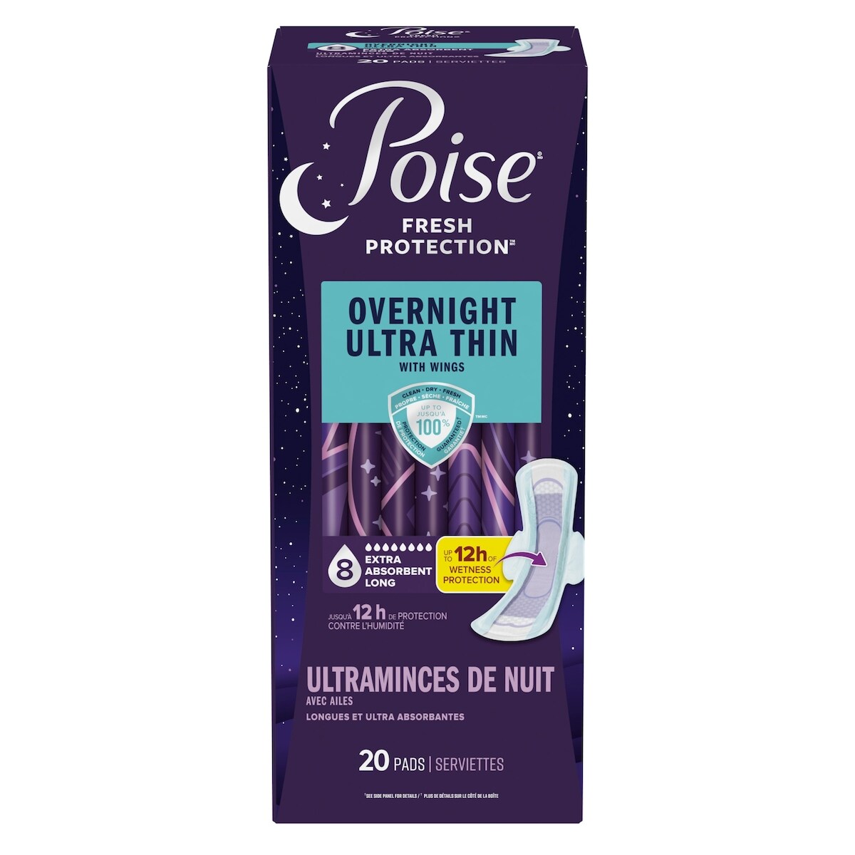 Toallas Nocturnas Ultrafinas con Alas para Incontinencia Poise
