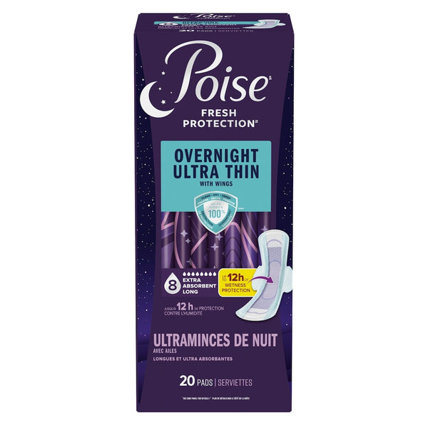 Toallas Nocturnas Ultrafinas con Alas para Incontinencia Poise