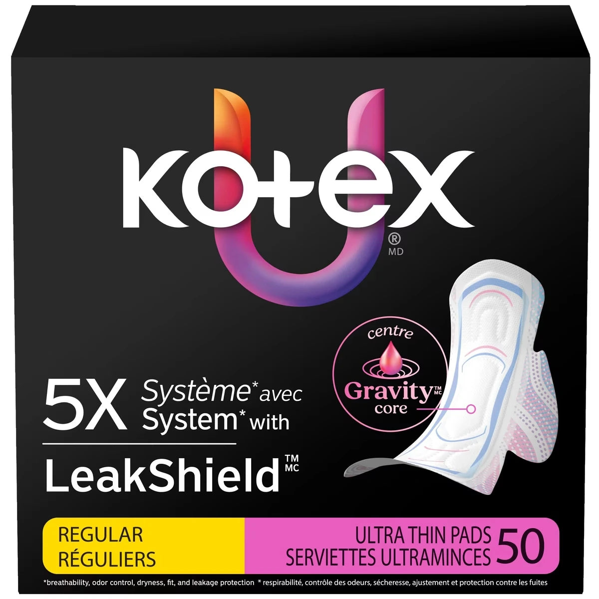 Toallas Higiénicas Ultrafinas con Alas Absorción Regular Kotex