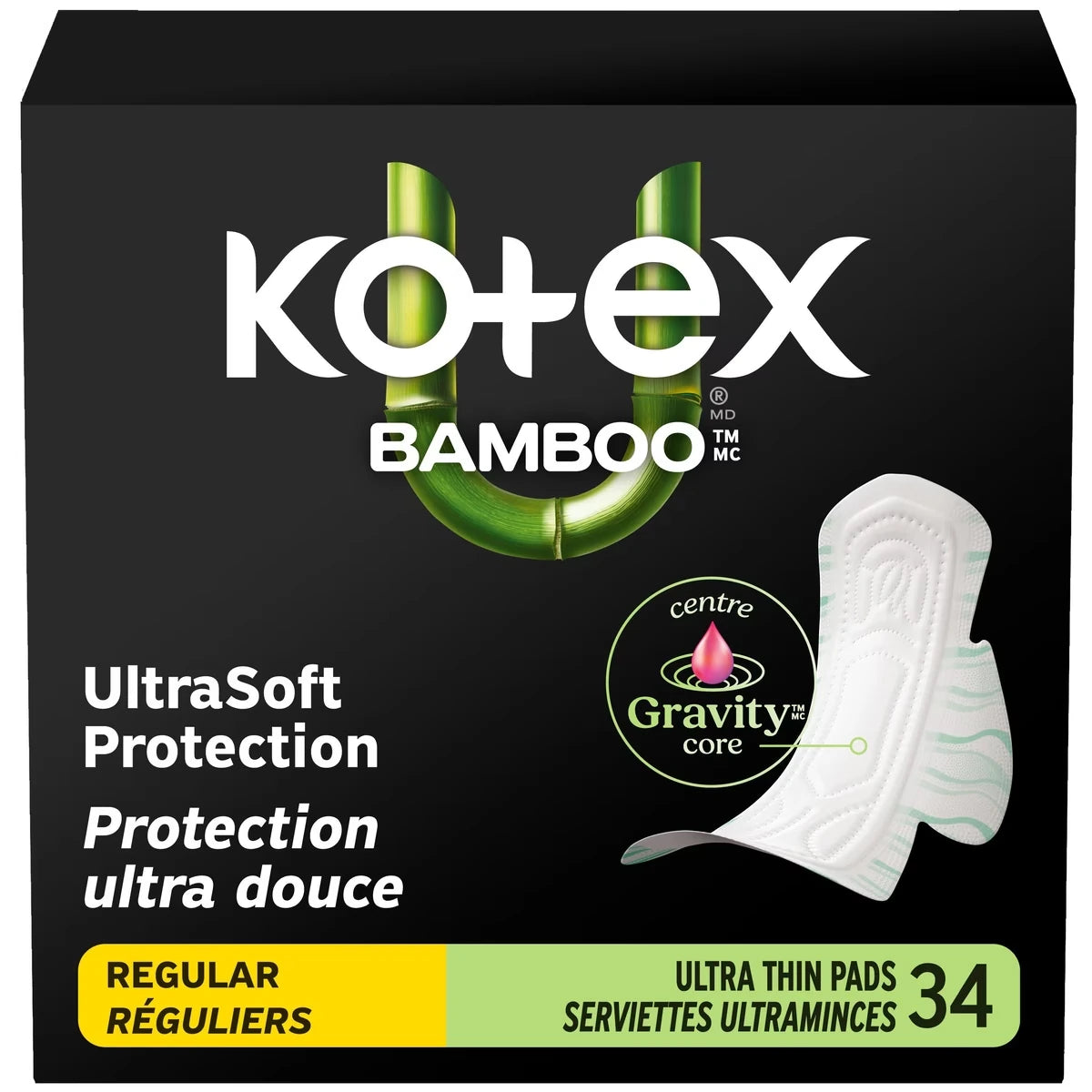 Toallas Higiénicas Ultrafinas Bambú con Alas Absorción Kotex