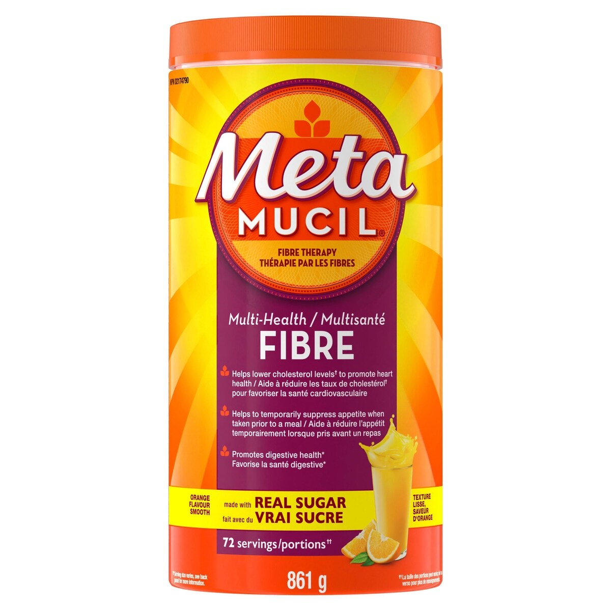 Fibra en Polvo MultiSalud 3 en 1 Naranja 575 g Metamucil