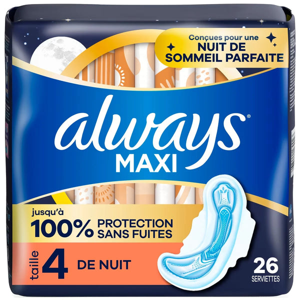Toallas Higiénicas Maxi Noche con Alas para Mujer Always