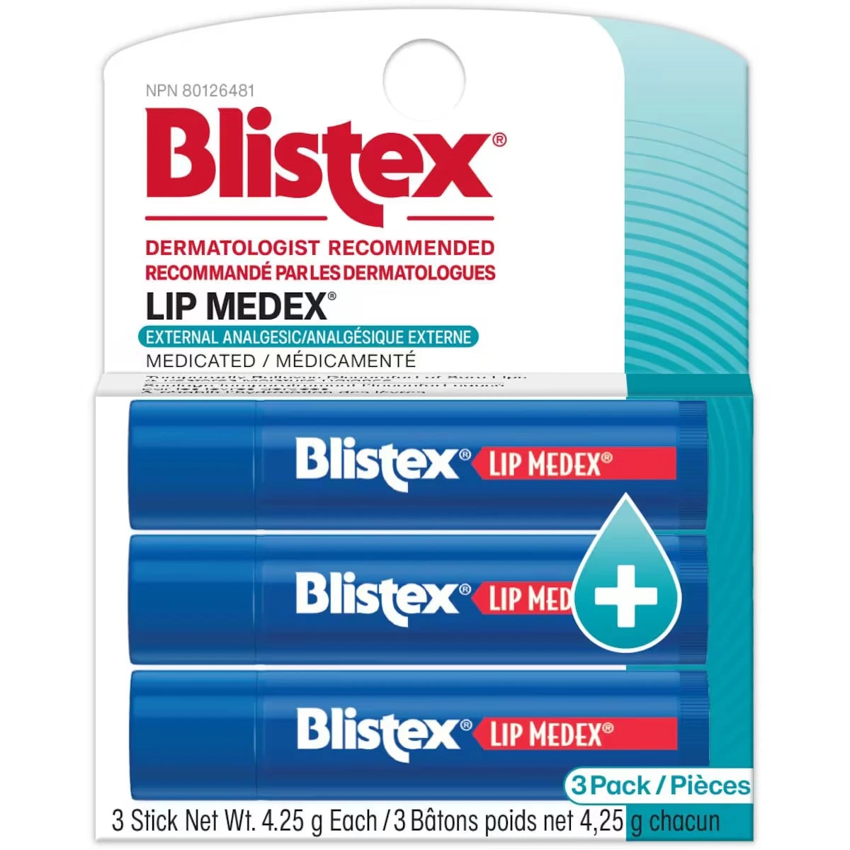 Bálsamo Labial Medex Stick Pack de 3 Blistex